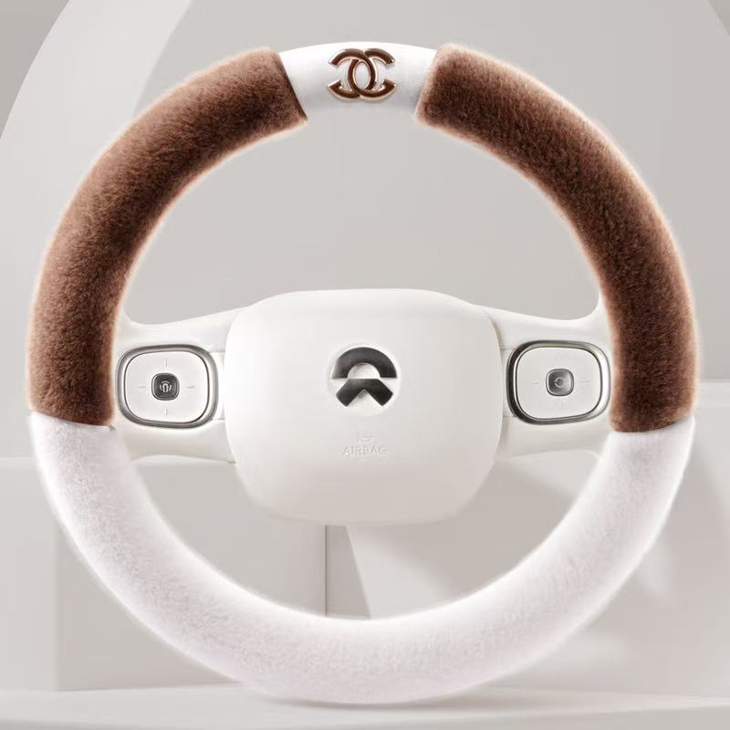 冬季雪貂绒毛绒汽车方向盘套高级感舒适适用多车型保暖方向盘套