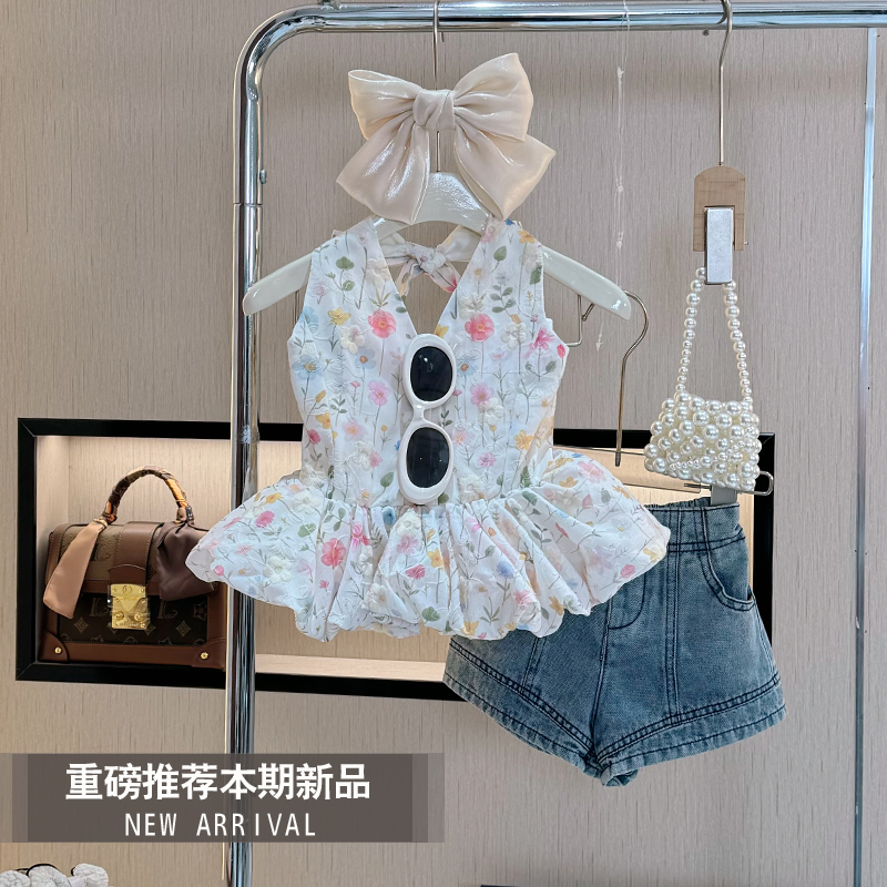 【现货】女童夏装套装洋气夏季网红气质小女孩时尚夏款吊带裙两件套