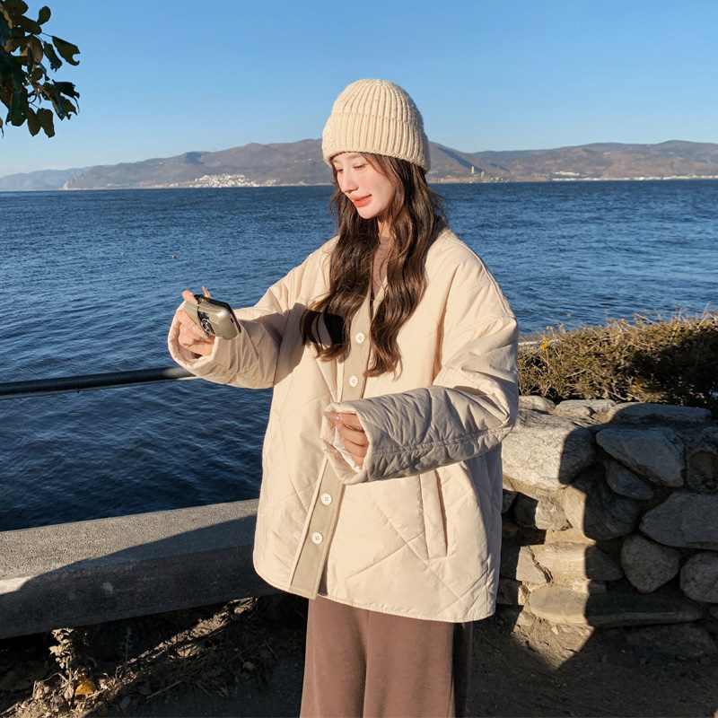 韩系极简风穿搭棉服女2025冬季新款小众ins风休闲百搭学院风棉衣