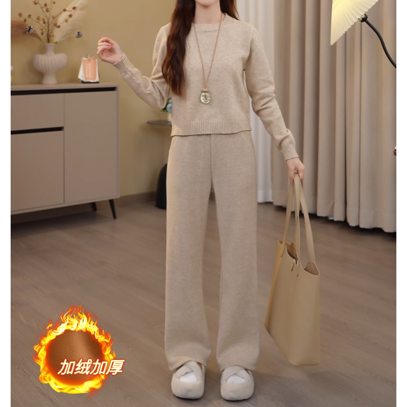 2025小个子冬季加绒加厚休闲宽松百搭显瘦气质百搭垂感休闲裤子