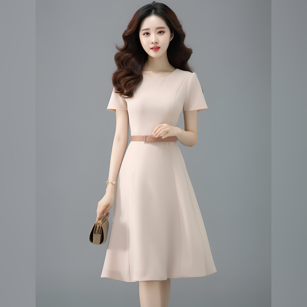 2025新款女装时尚显瘦夏季连衣裙收腰韩版小个子气质轻熟风通勤潮