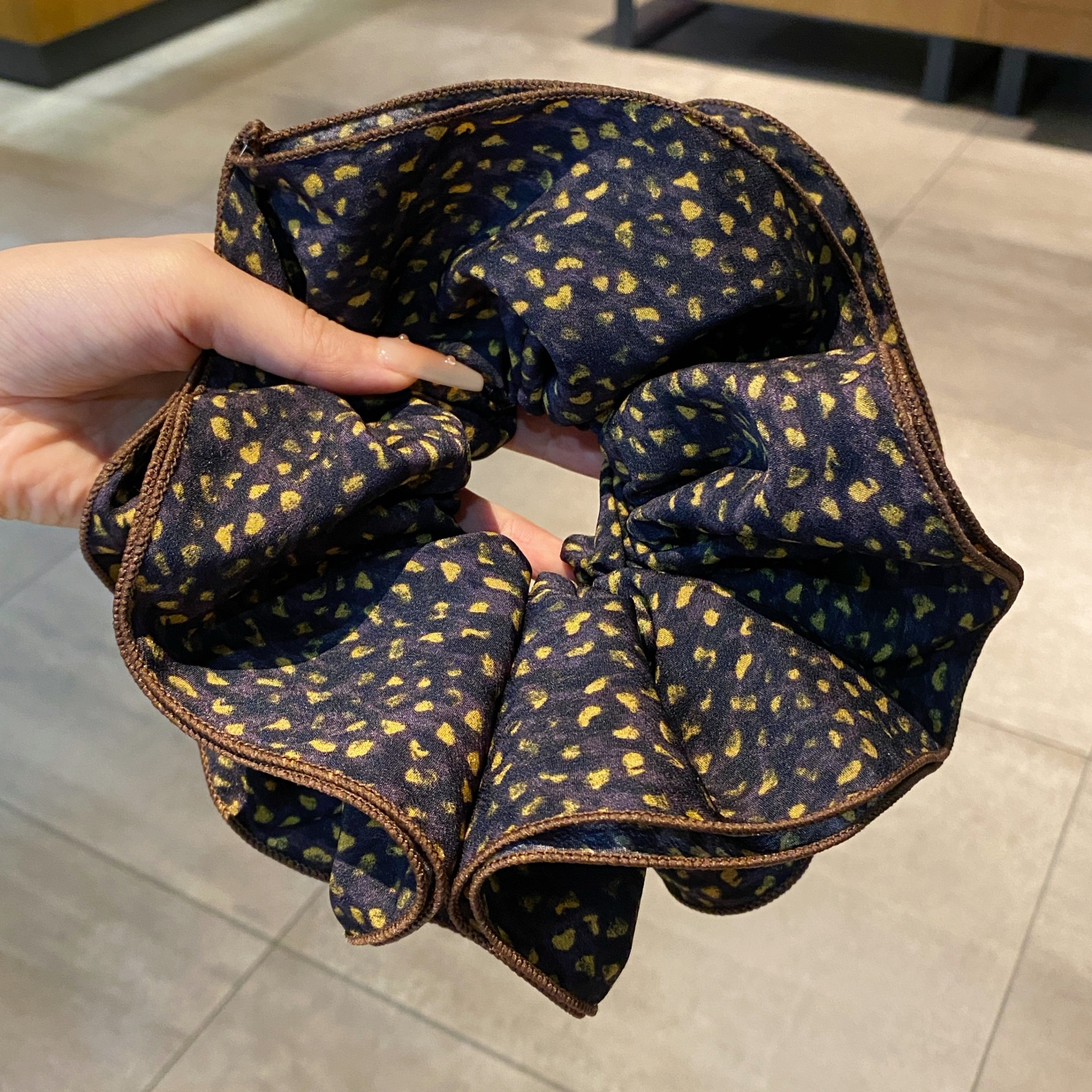 韩系布艺碎花波点大号大肠发圈气质锁边时尚头花头绳百搭发饰发绳