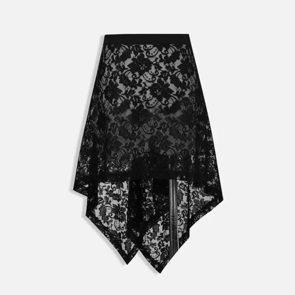 时尚复古设计显瘦蕾丝半身裙屁帘夏季新款不规则2025短裙围裙