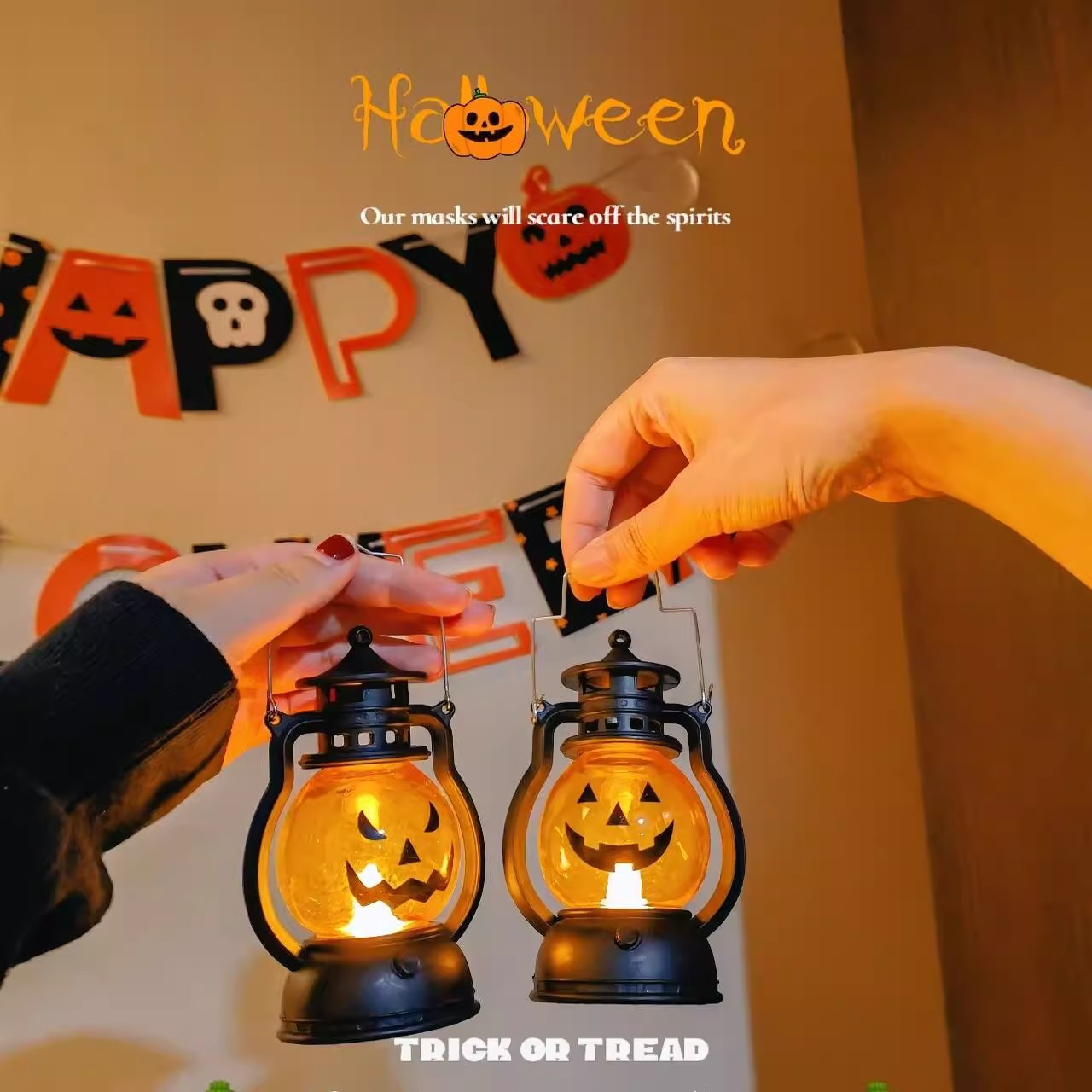 万圣节南瓜灯装饰礼物儿童摆件装扮手提玩具小夜灯布置氛围灯礼品