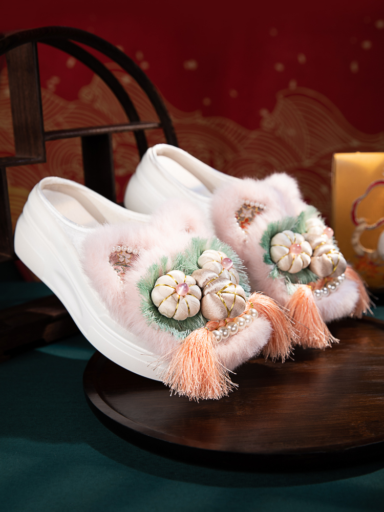 纯手工原创虎头包头拖老北京布鞋女新款厚底增高拖鞋民族风加绒鞋