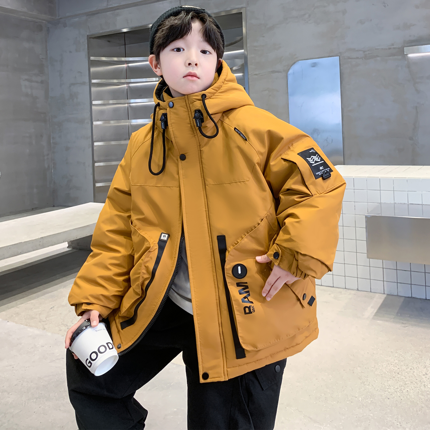 儿童装男童冬装加绒棉服2025新款中大童棉袄冬季男孩加厚棉衣外套