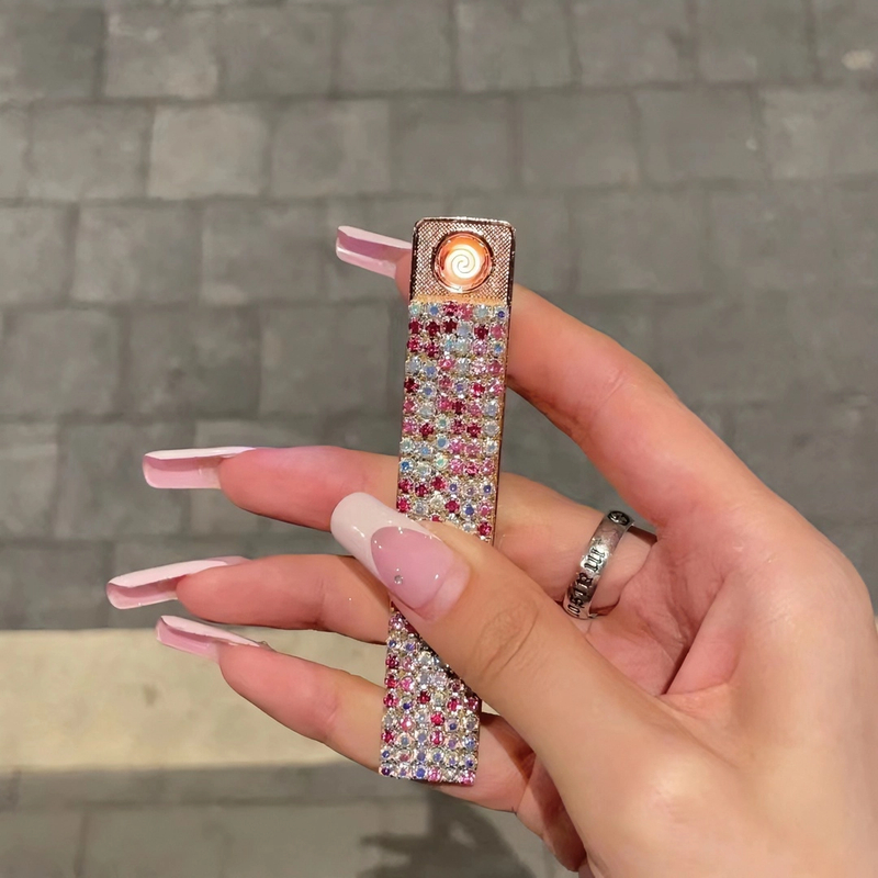 仙女充电打火机水钻创意高颜值迷你小巧防风镶钻点烟器女礼物便携