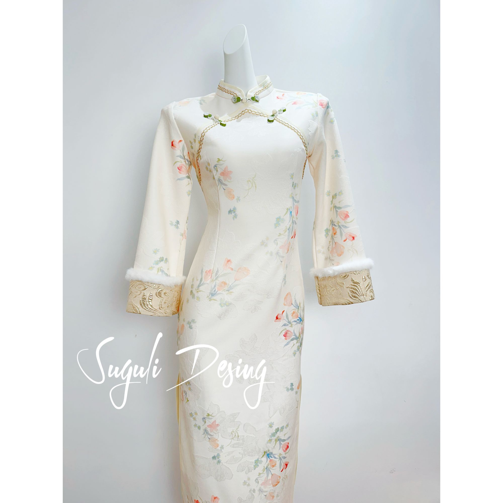 苏故里【绣云簪】文艺气质修身高端日常旗袍奢华气质单层衣长120