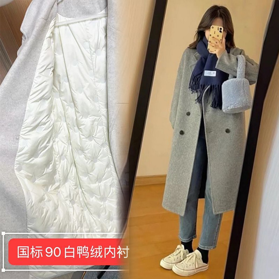 2025中长款毛呢外套女春秋冬季慵懒风小个子过膝时尚风衣呢子大衣