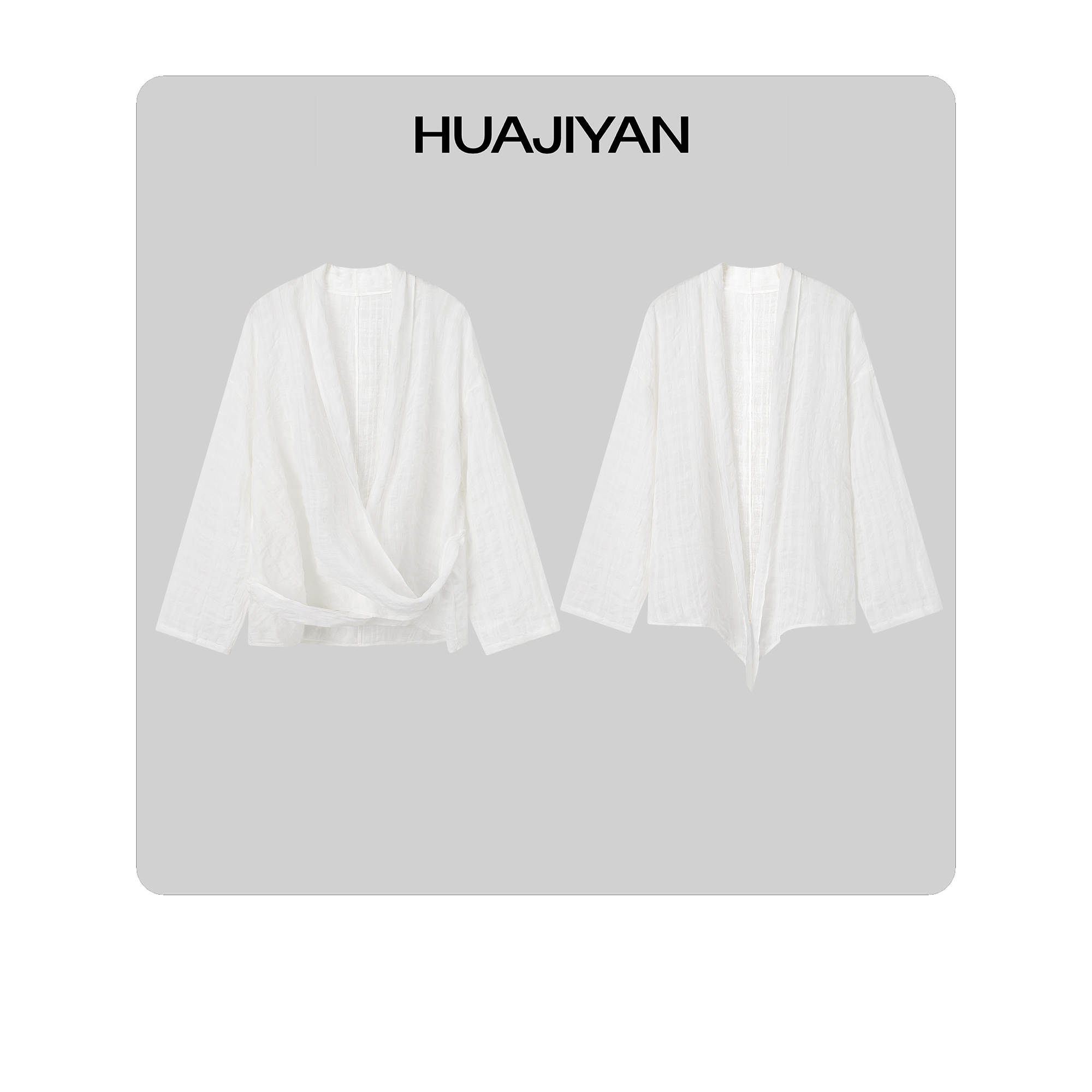 华吉言/HUAJIYAN【折箩】亚麻天丝混纺自然堆量设计两穿上衣外套