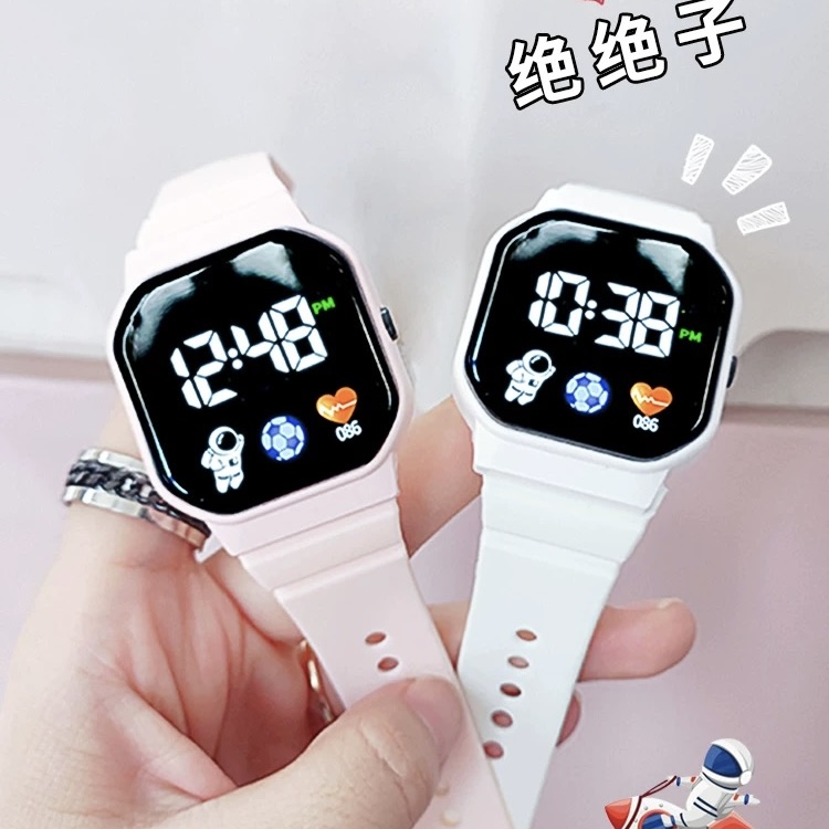 学生儿童女生男生中小学高颜值礼物防水夜光电子表女款电子手表