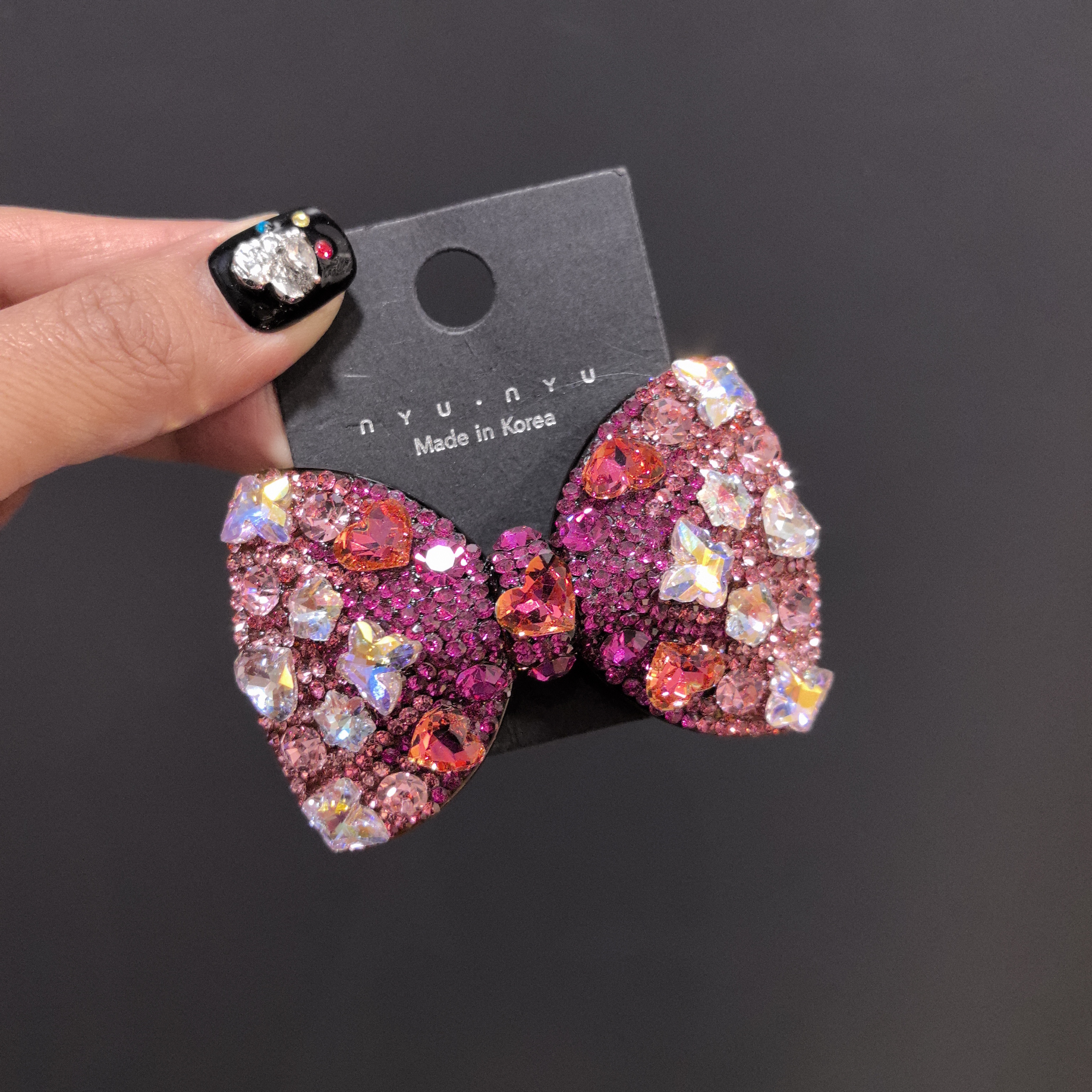 爆款亮闪闪水钻蝴蝶结弹簧夹侧边夹半扎发少女小夹子小众发饰头饰