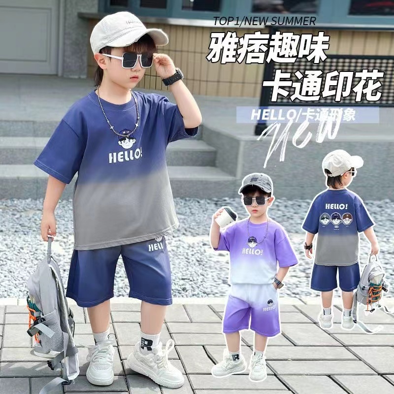 男童装帅气夏季夏装男童新款短袖套装2025夏季儿童帅气运动两件套