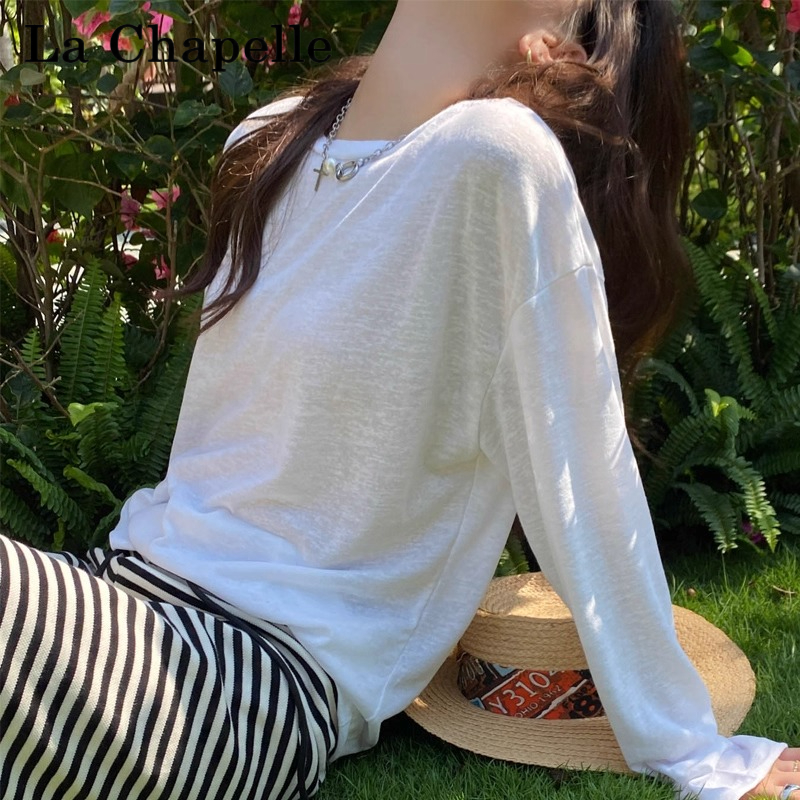 拉夏贝尔防晒罩衫女2026新款夏季长袖t恤正肩宽松显瘦薄款上衣