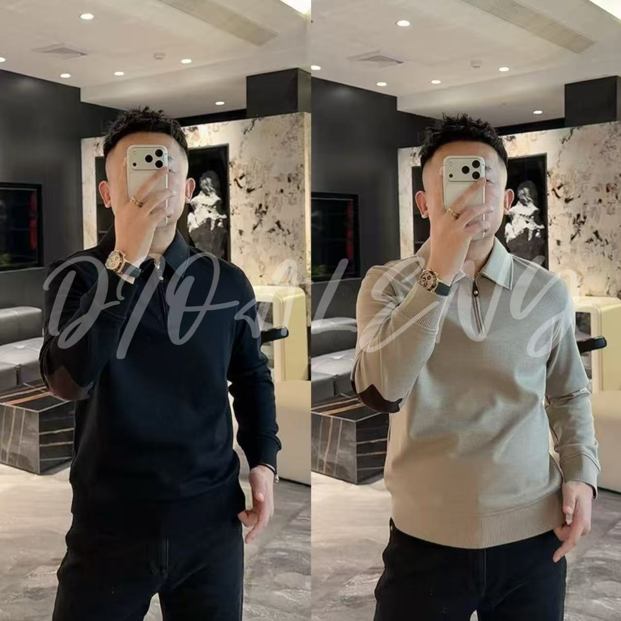 【帅老板】82005冬季轻奢男士高品质绵羊毛混纺休闲翻领长袖