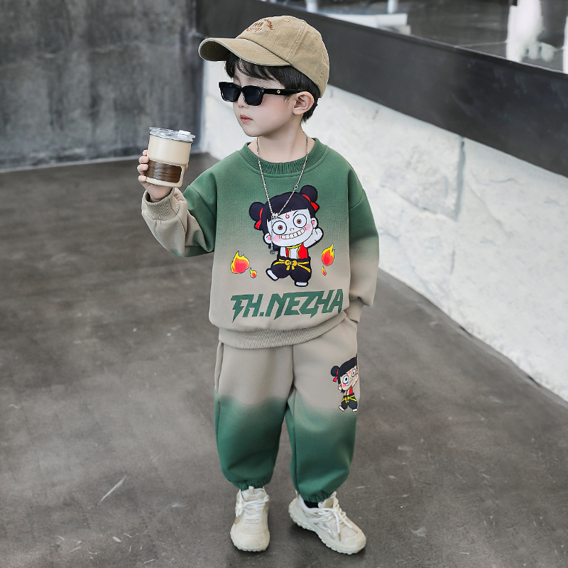 哪吒儿童服装正版男童秋装卫衣套装2025新款男孩春秋发光亮灯衣服