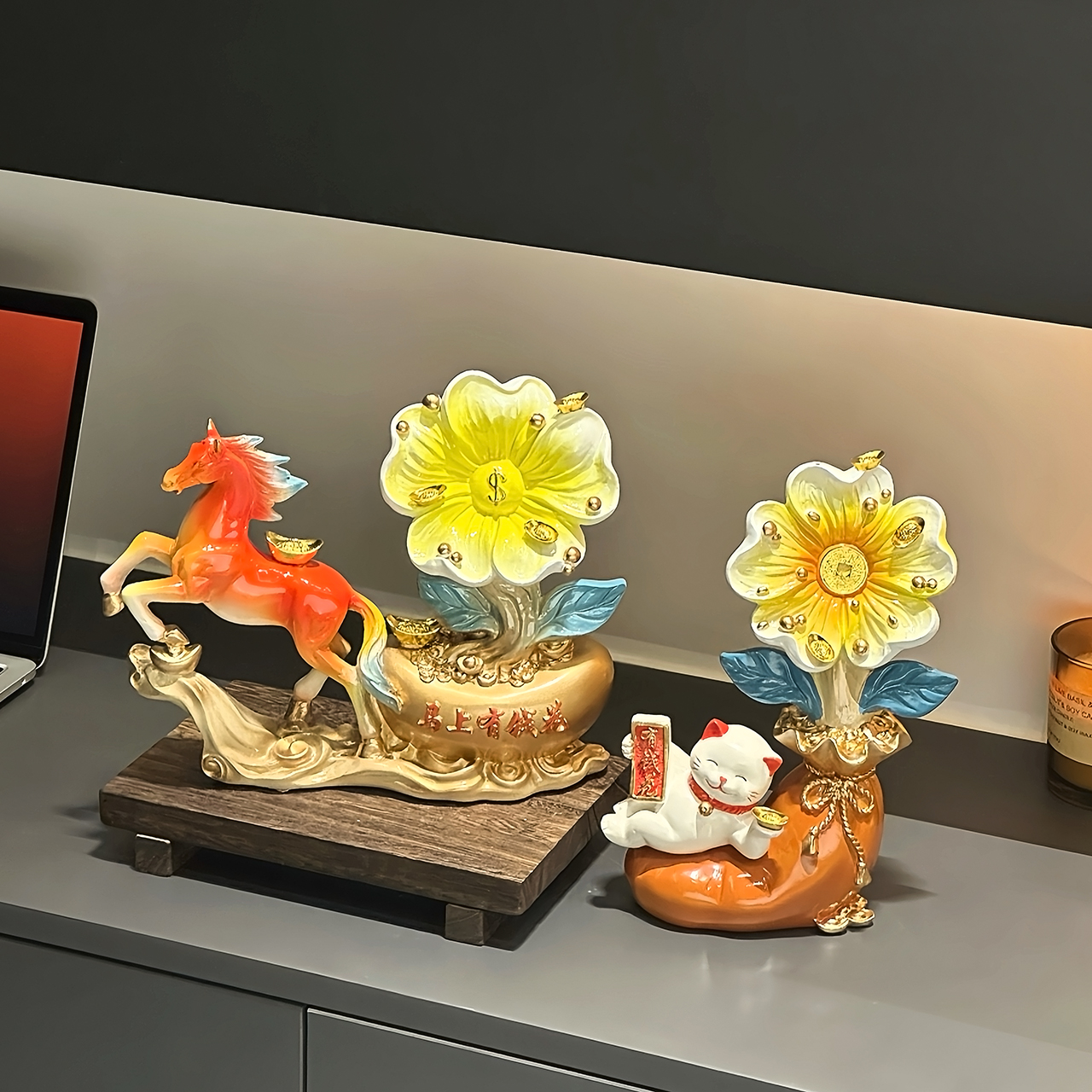 招财猫陶瓷玄关摆件客厅精致家居饰品轻奢艺术装饰用品家居装饰品