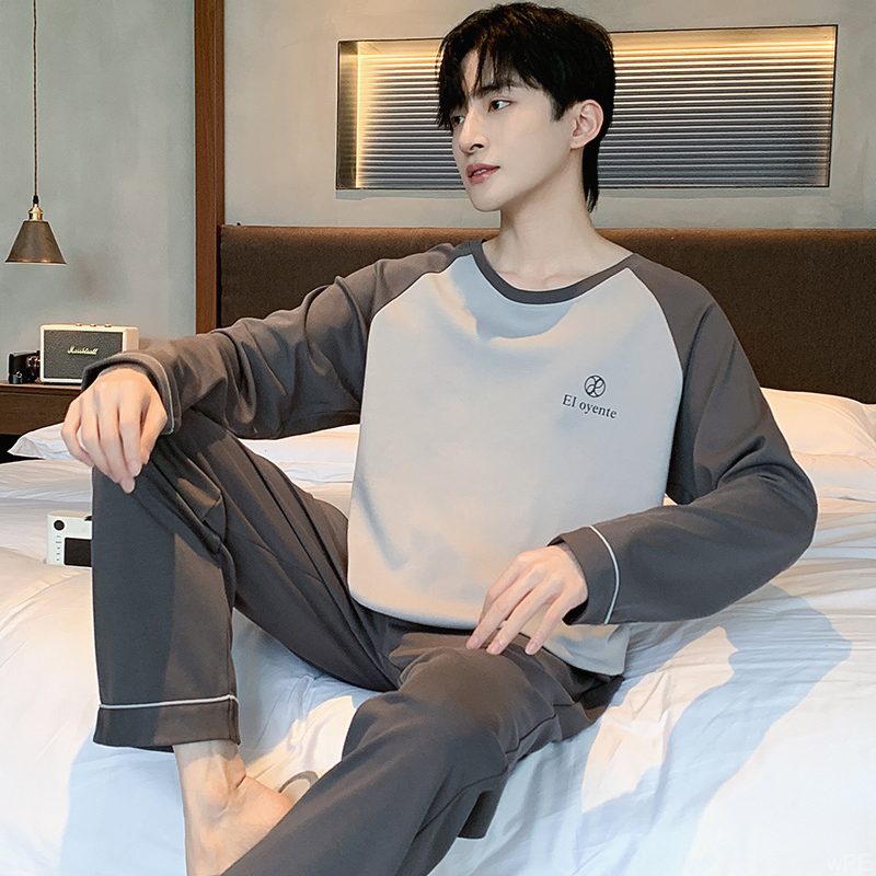 2025新款可外穿男士睡衣男款春秋季长袖大码棉质春夏天家居服套装