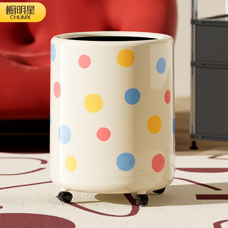 垃圾桶家用客厅主卧卧室大号可爱波点厨房化妆室高颜值垃圾筒