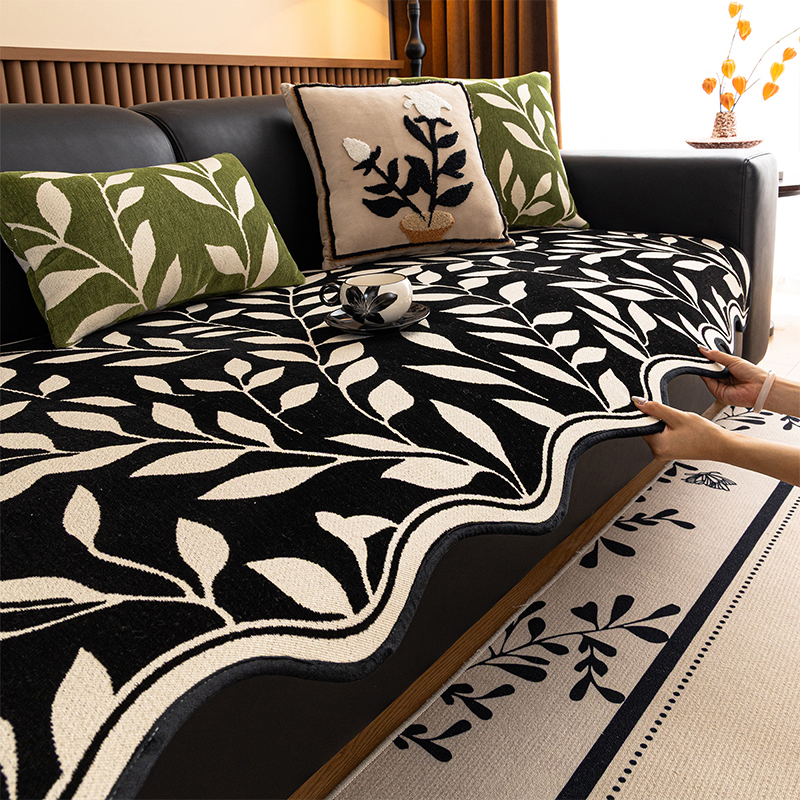 复古雪尼尔沙发垫四季通用2025新款高级感异形皮沙发坐垫防滑盖布