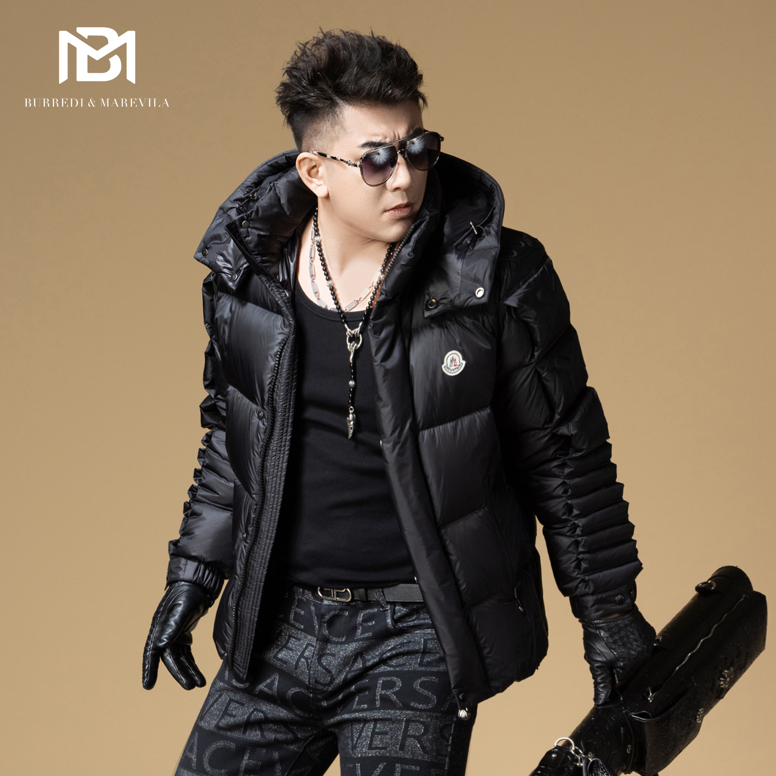 BM袖子绗缝设计感羽绒服男款冬季潮牌男士外套2025新款高端防寒服