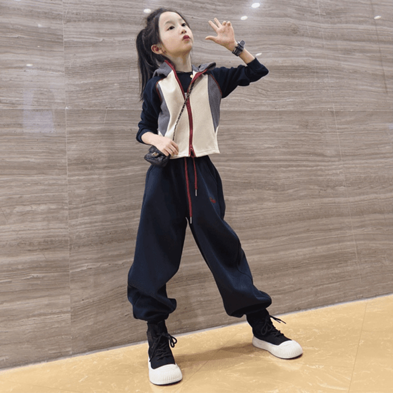 阔腿春装套装2025新款洋气儿童春秋季大童运动两件套时髦时尚拼色