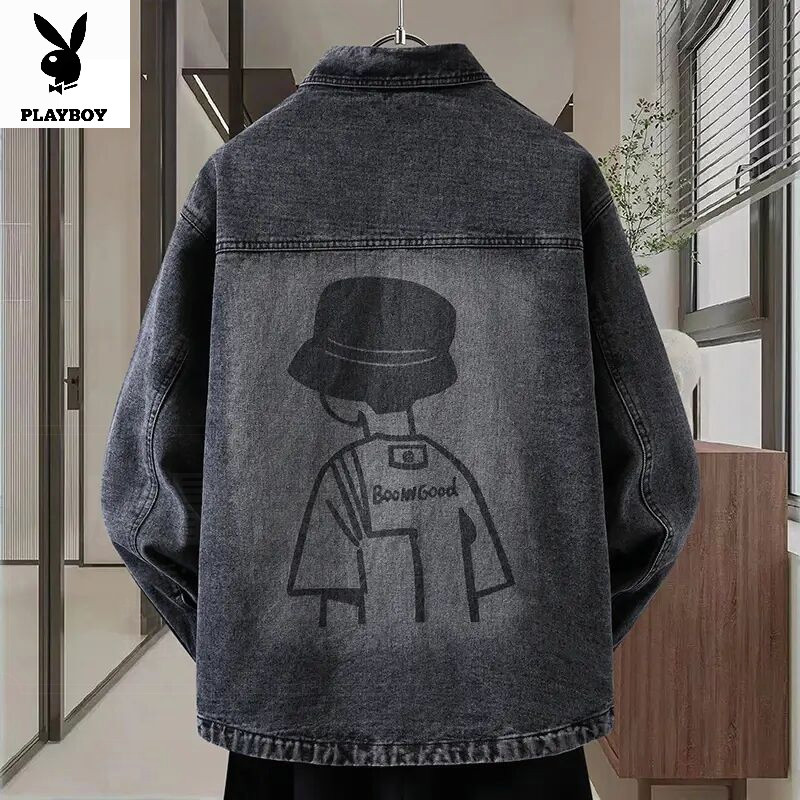 PLAYBOY/花花公子青少年休闲简约长袖外套春秋男生百搭翻领宽松潮
