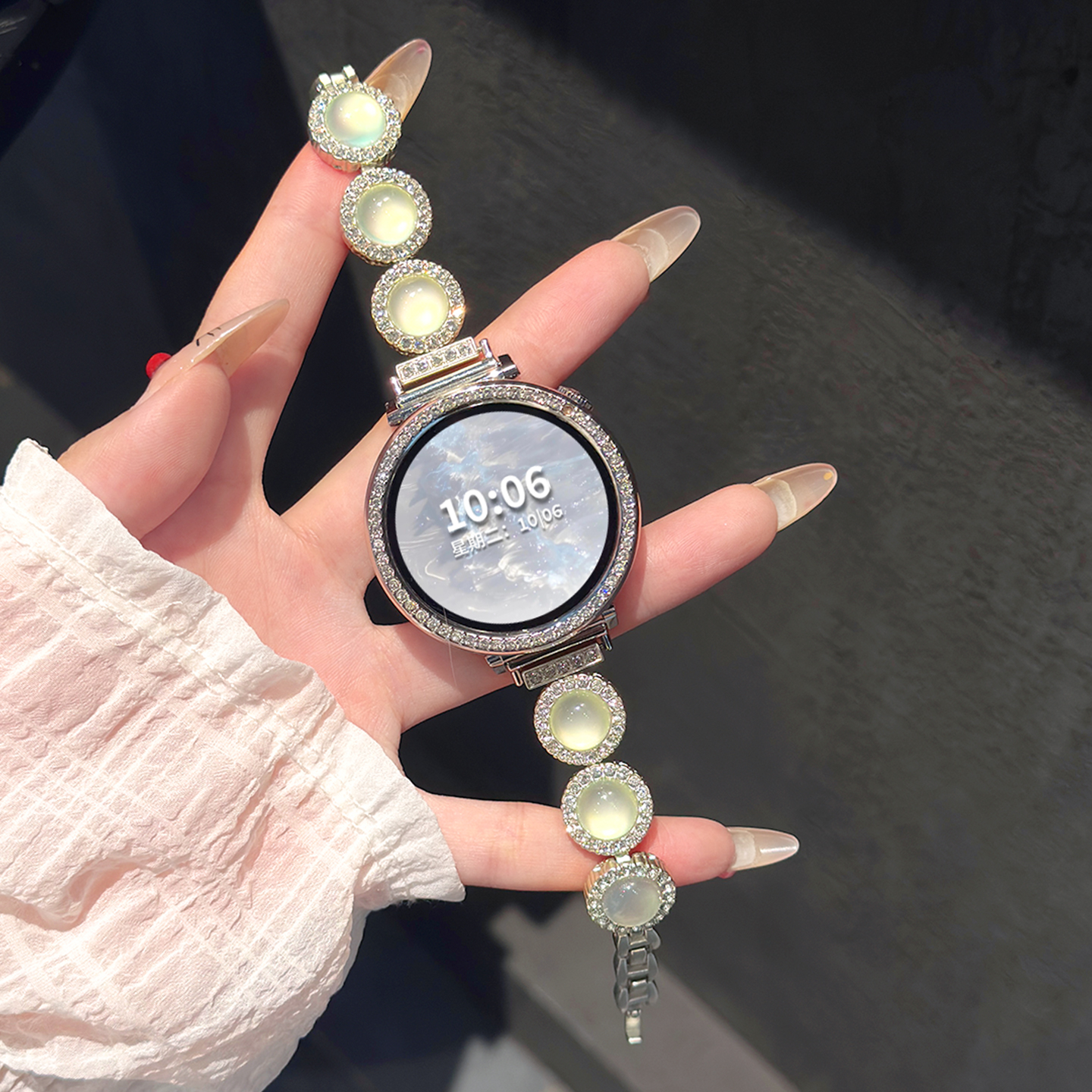 适用于华为gt5/gt4表带猫眼石镶钻gt6pro/5pro手表链智能gt6腕带