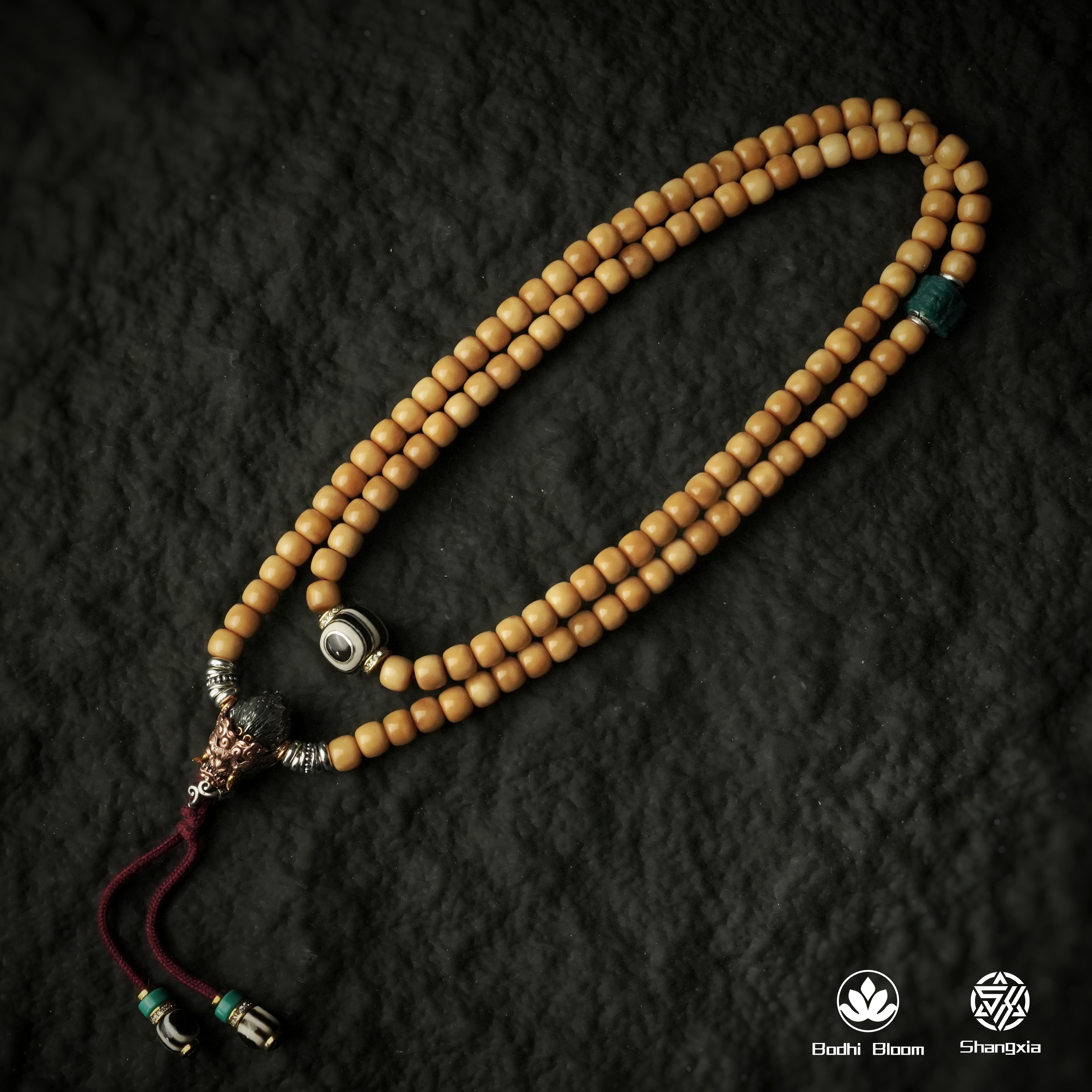 菩提花开·尚夏手作-联名手工压痕藏式龙脊搭黑神话悟空套装长串