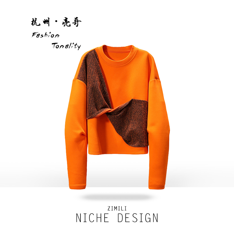 【亮哥欧货女装】2025冬季加厚《橙蝶》爱玛橙蝴蝶结圆领上衣5692-K5