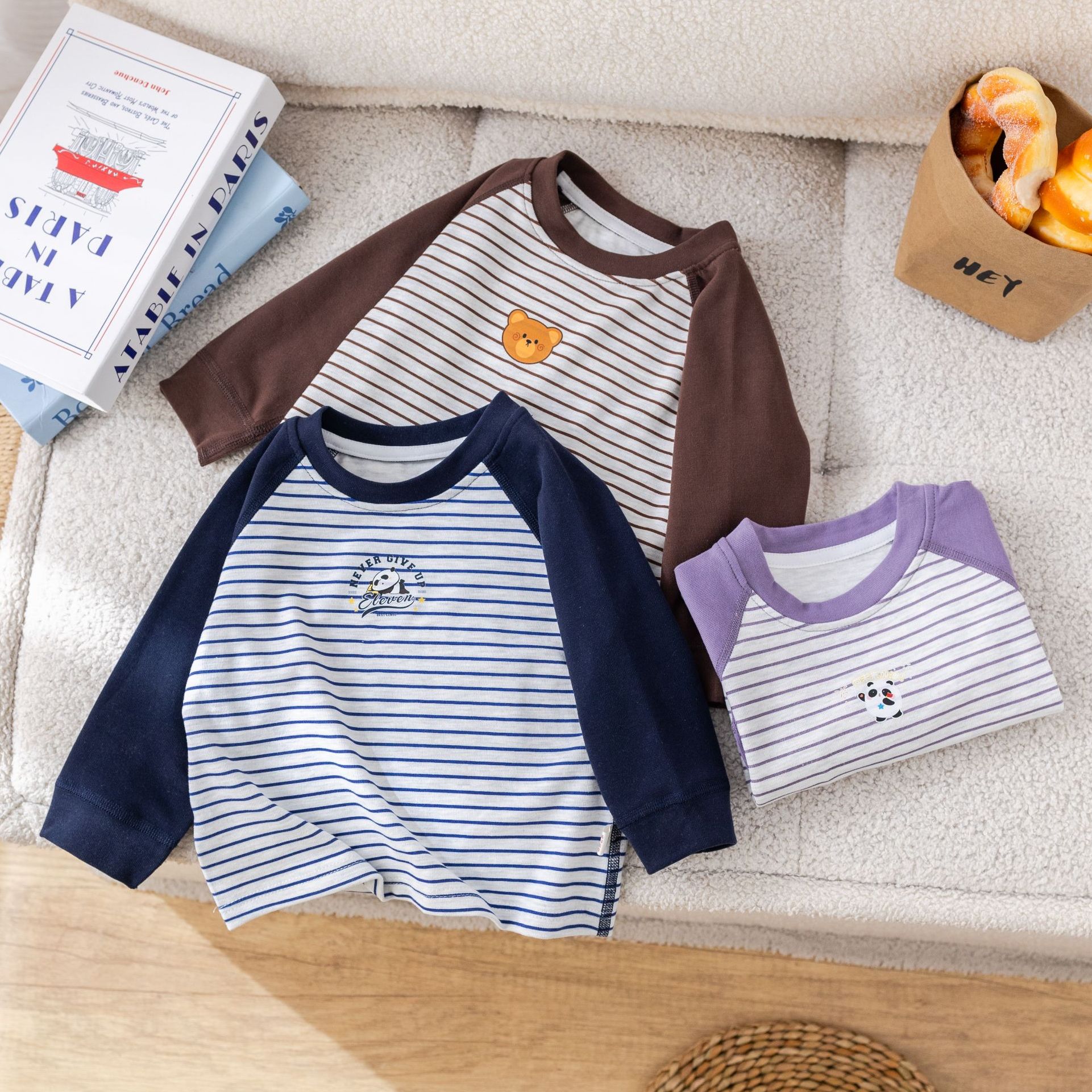 男女宝宝无骨棉质T恤春秋季婴儿衣服长袖上衣小童秋装打底衫儿童