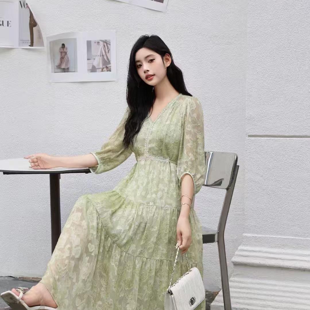 【连衣裙】夏季高档连衣裙设计感时装女装服装9497[LYBF]J