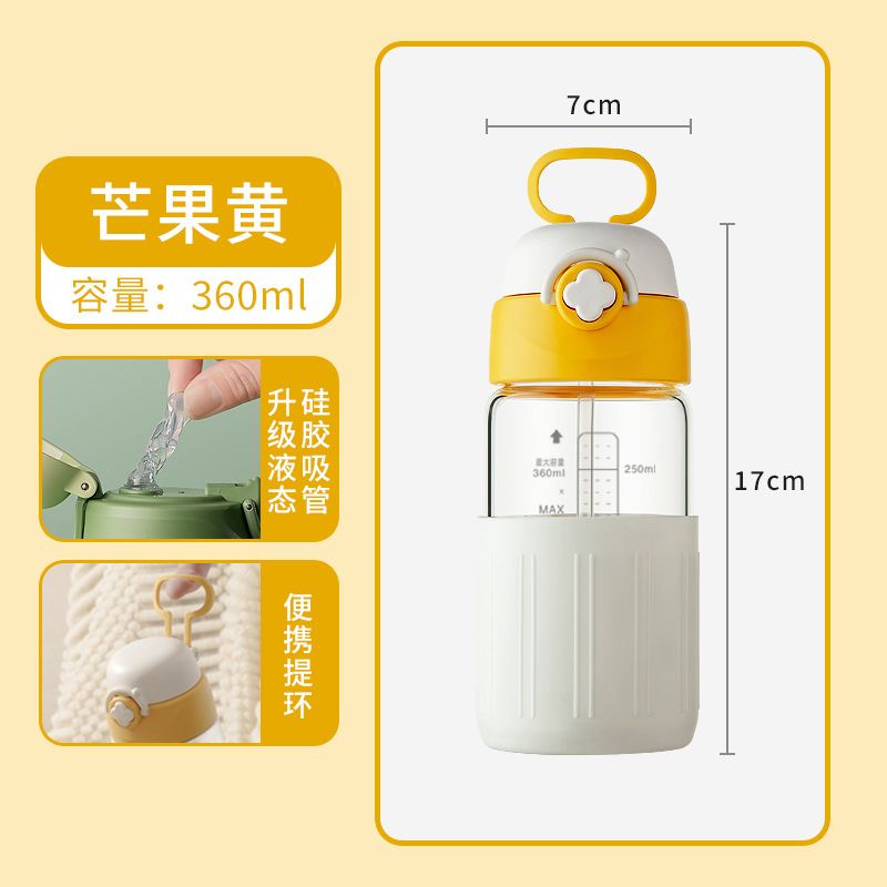 吸管玻璃水杯子女孕妇产妇专用新款耐热防爆耐高温刻度高颜值学生