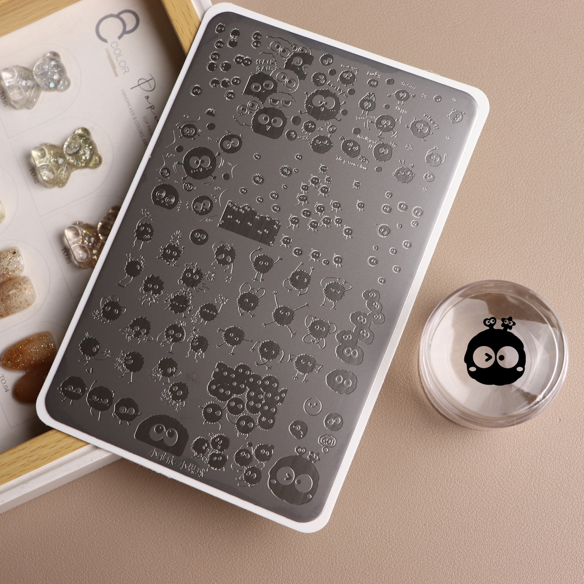 高级美甲新款图案钢板小煤球印花模板精细模具转印印章彩绘工具