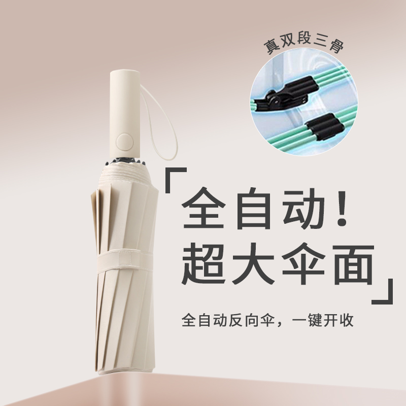 60骨全自动折叠雨伞超大号晴雨两用伞男女加固学生黑胶抗风遮阳伞