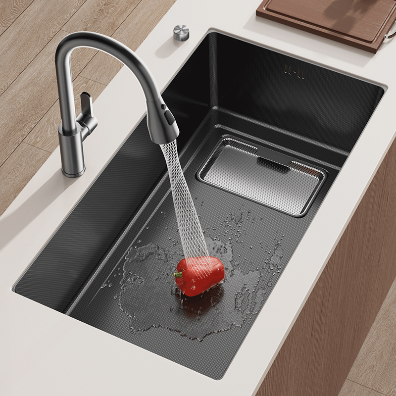 304不锈钢多功能大单槽纳米压纹厨房洗菜盆带大滤网