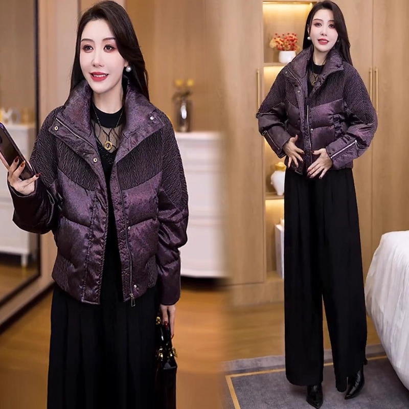 时尚短款显瘦棉服女2025冬季新款洋气加厚保暖立领小个子棉袄外套