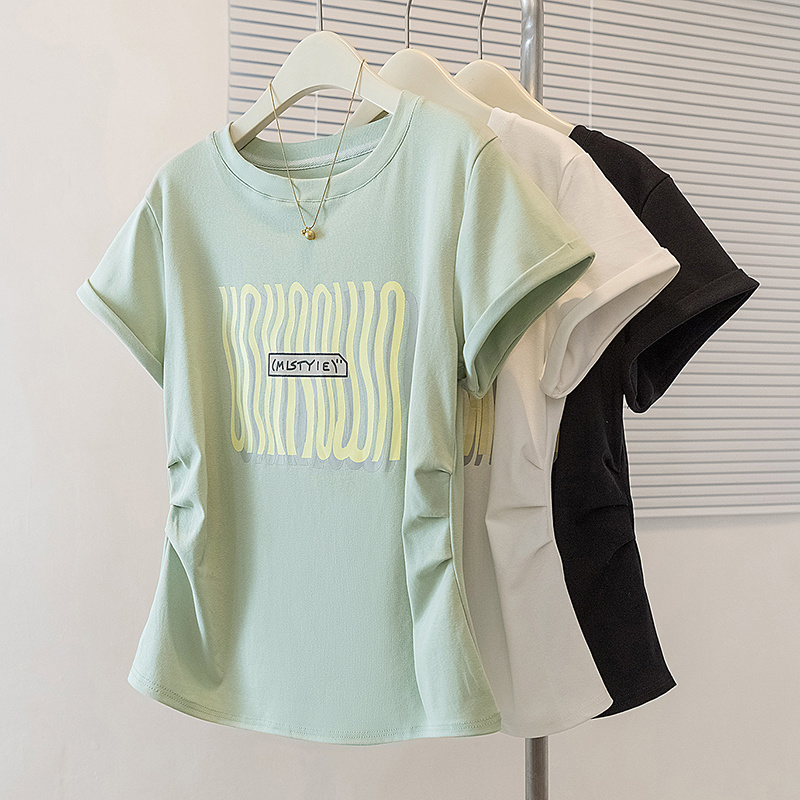 2025夏大码女装韩版流行印花短袖T恤胖妹妹宽松显瘦洋气减龄上衣