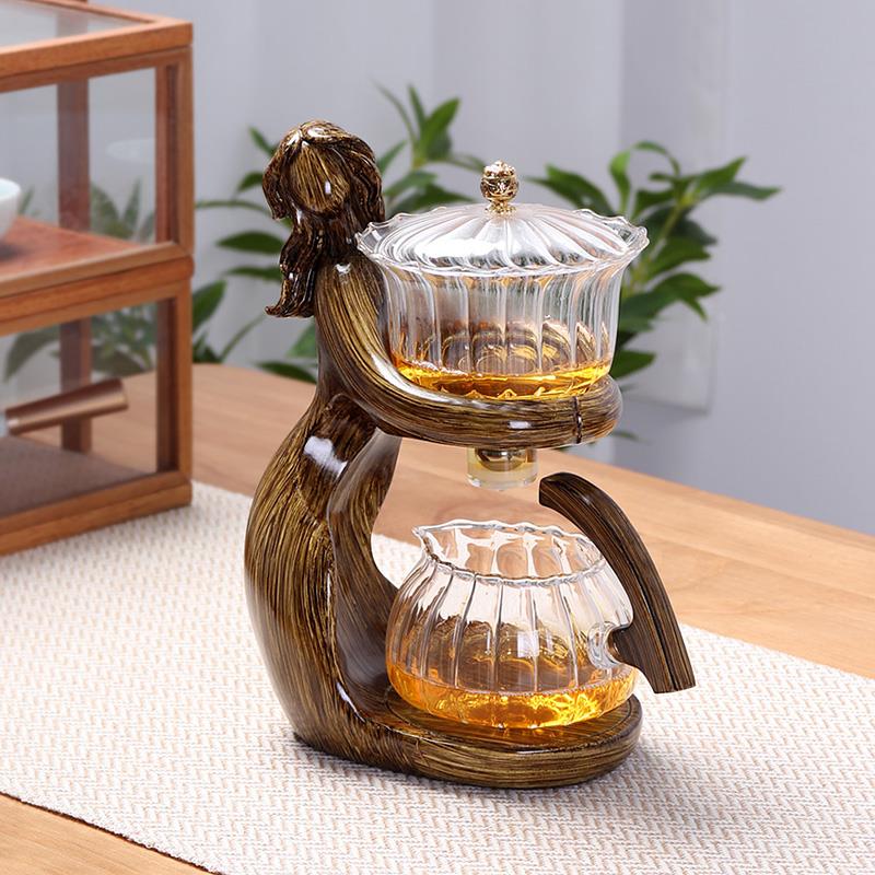 仕女自动茶具家用防烫懒人泡茶壶高档磁吸泡茶神器耐热玻璃冲茶器