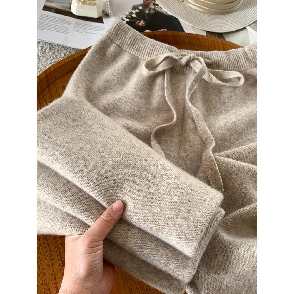 羊毛阔腿裤女休闲宽松直筒裤秋冬加厚保暖外穿垂感显瘦长裤子