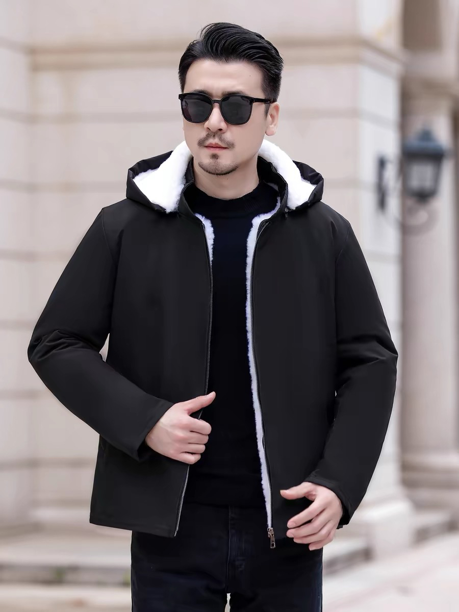 （帽款可拆卸）冬季男女同款加厚皮毛一体外套保暖抗寒