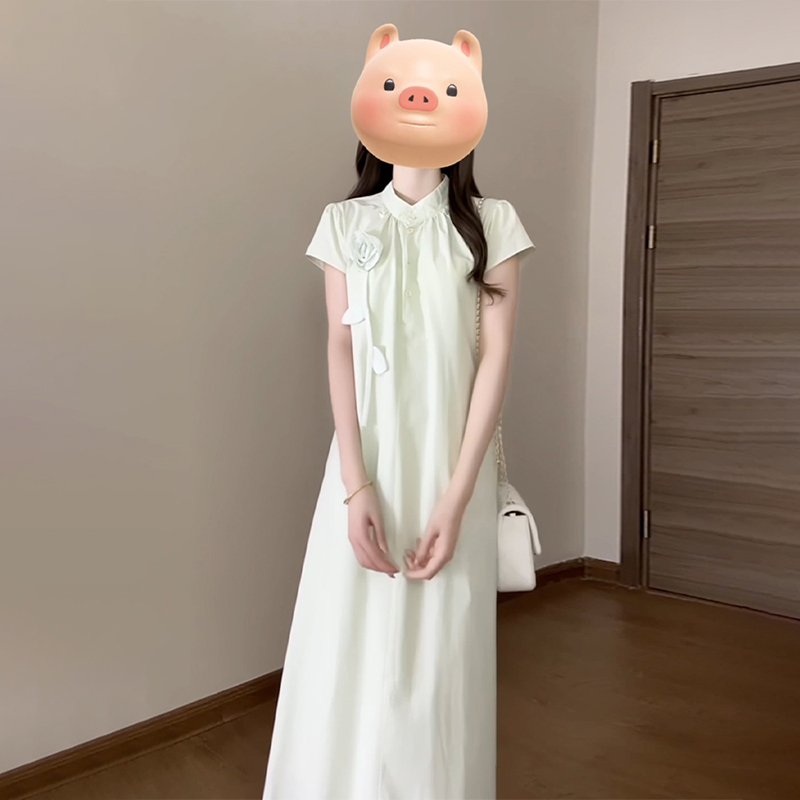 2025新款孕妇装夏装连衣裙新中式国风宽松遮肚薄荷绿夏季外穿薄款