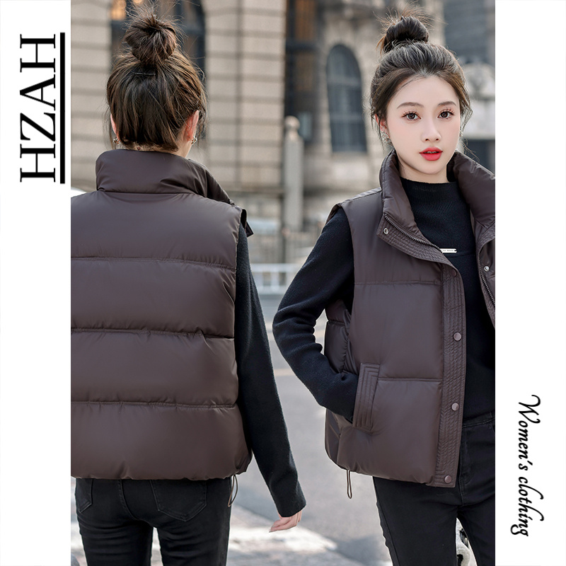 HZAH官方2025年秋冬新款马甲女宽松小个子短款显瘦立领坎肩外套