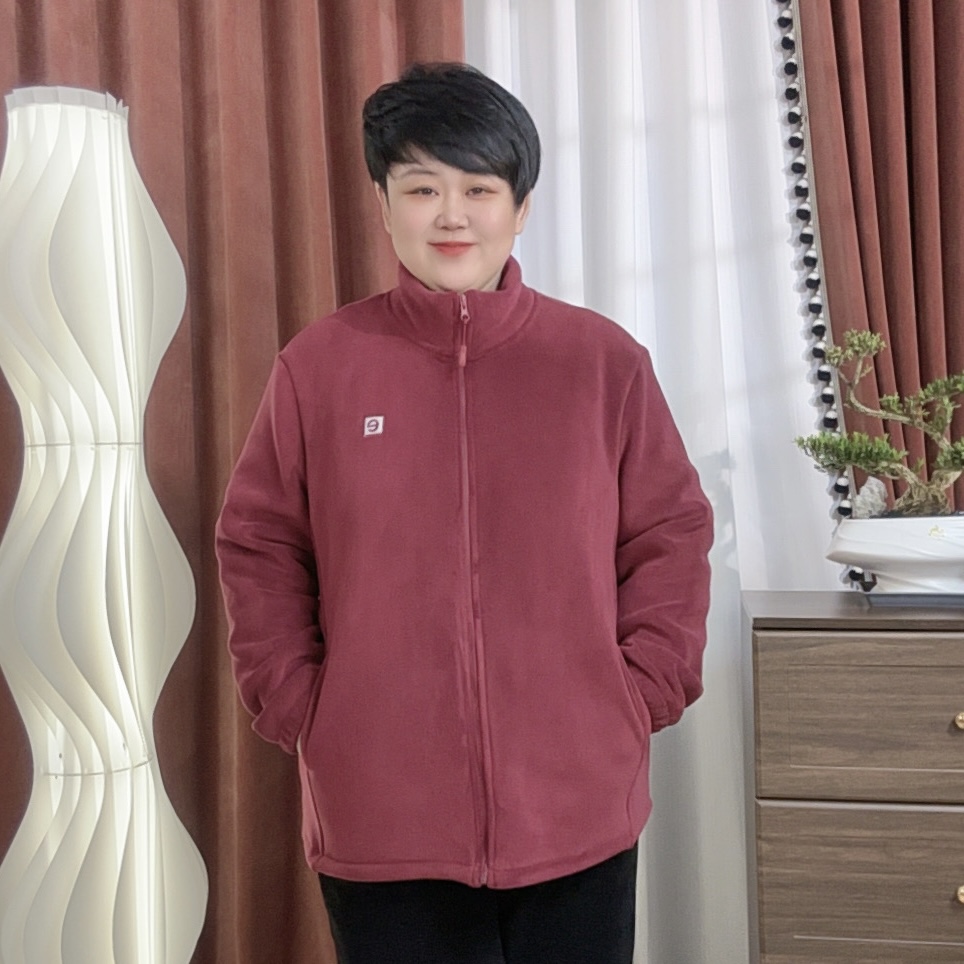 秋冬新款3165大码女装云感抓绒立领保暖加绒加厚休闲百搭宽松外衣