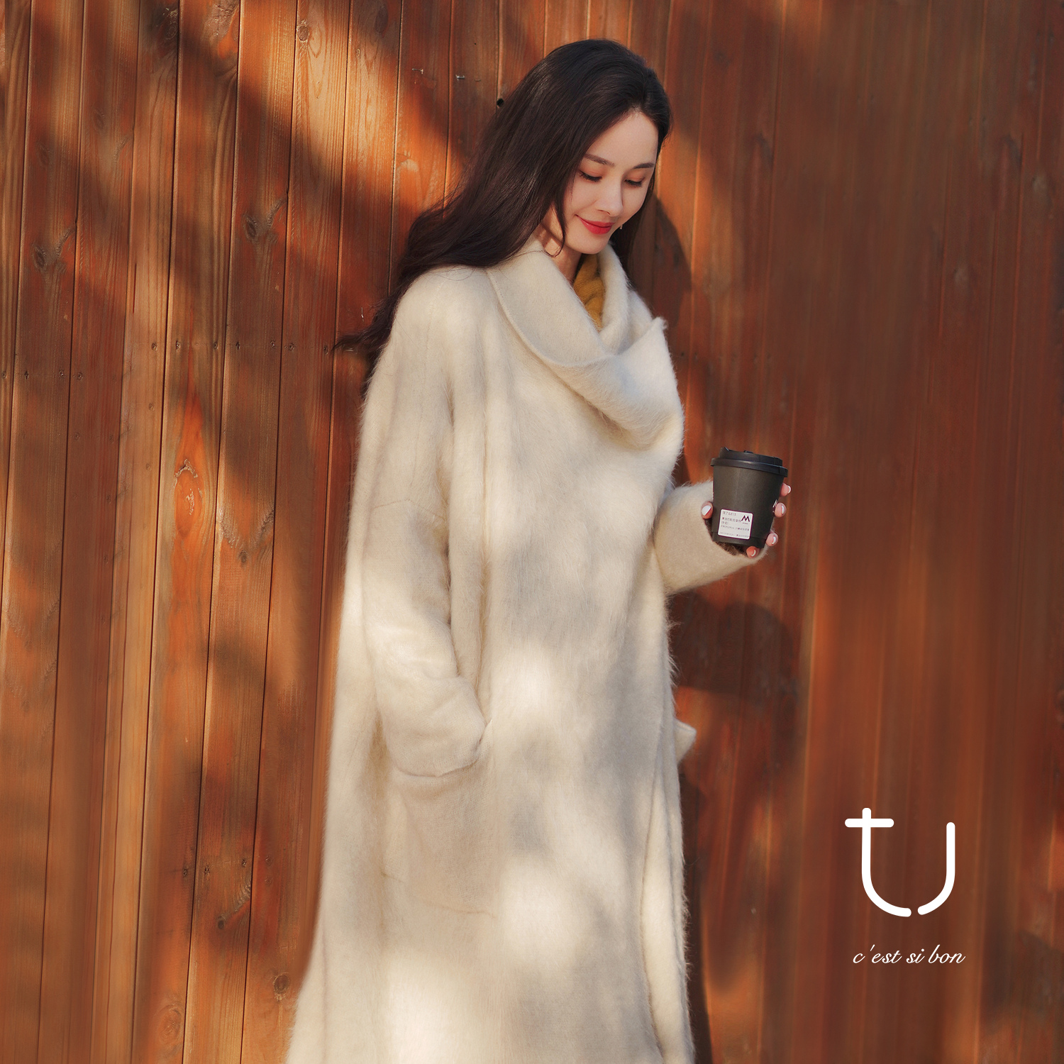 TU女装 獨家重工加厚牦牛绒拉绒松弛感宽松冬季大衣入冬漂亮衣服