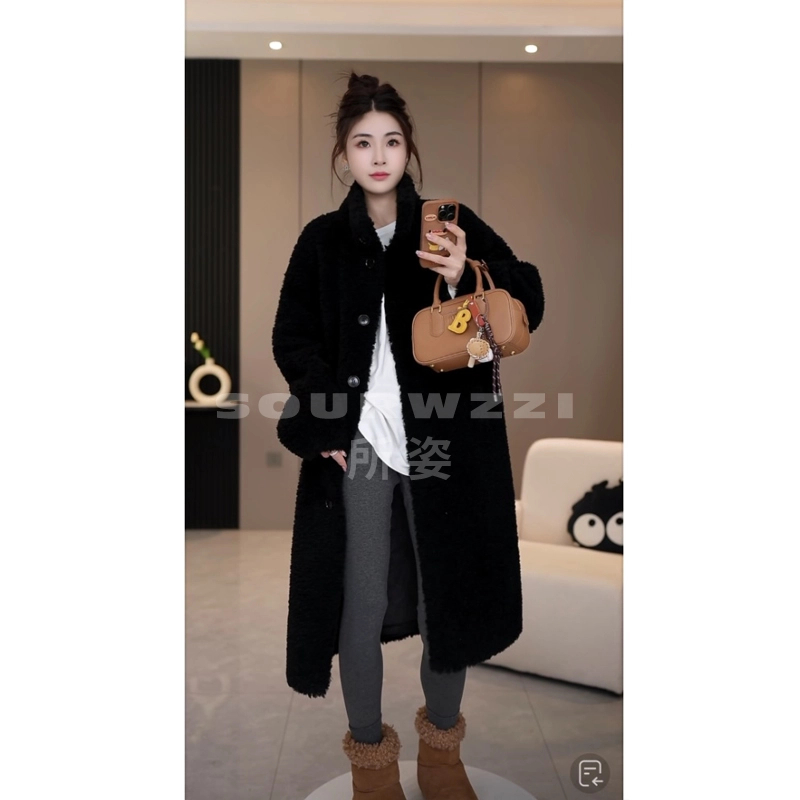 SOURWZZI/所姿新款冬季长款简约时尚休闲女士羊毛外套SZ-25186