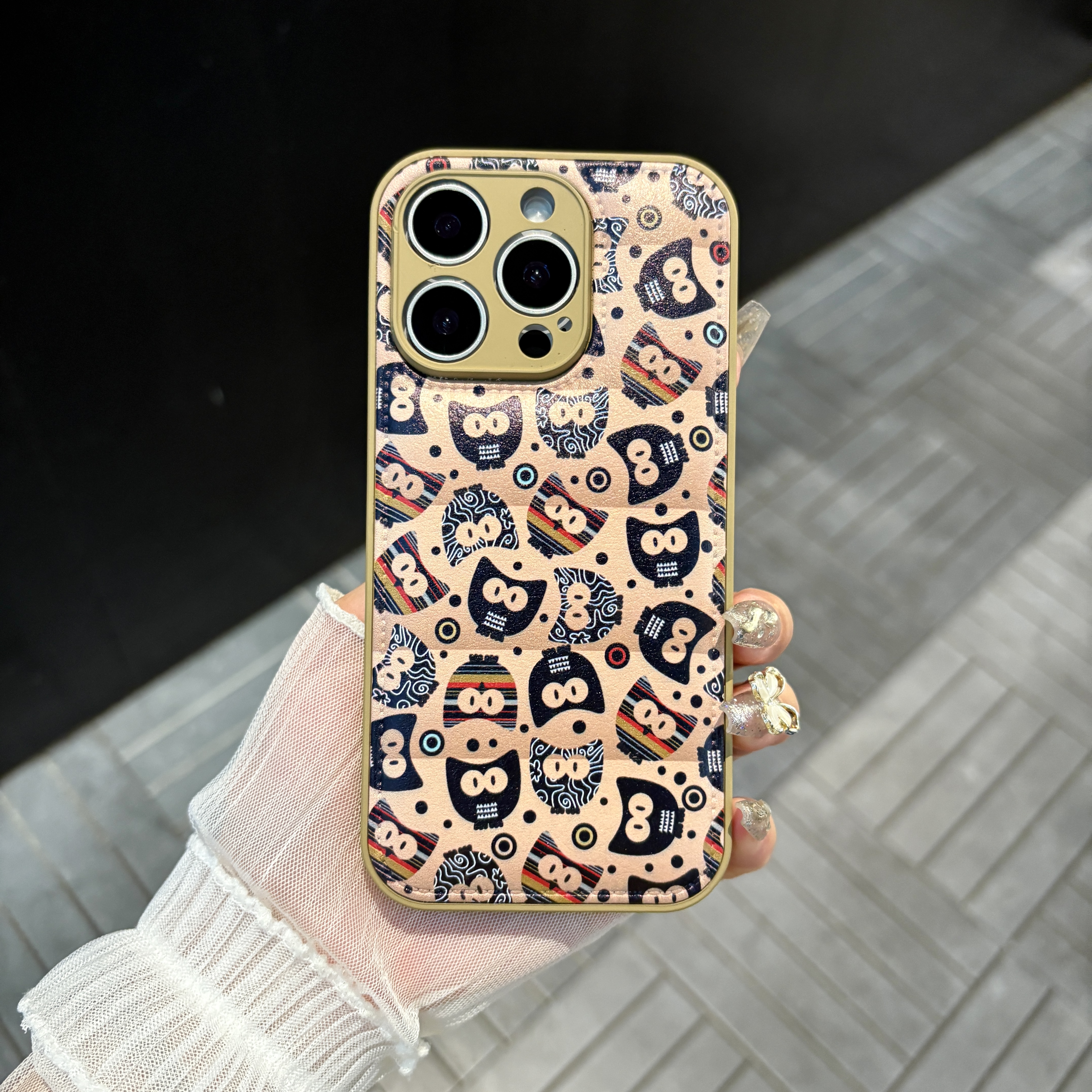 苹果/华为/oppo/vivo/小米 猫头鹰适用iPhone17/16皮纹防摔手机壳