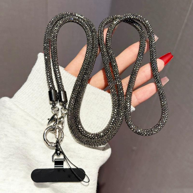 明星同款水钻手机挂链斜挎可背奢华满钻结实防丢时尚挂绳高级耐用