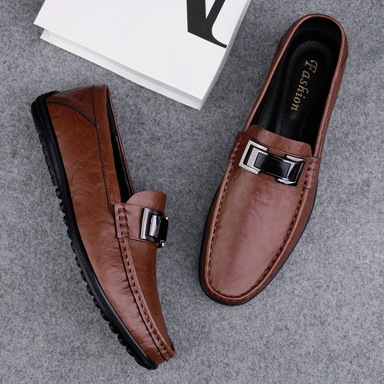 男士豆豆鞋男款通勤透气软底休闲鞋百搭一脚蹬男鞋英伦商务皮鞋子