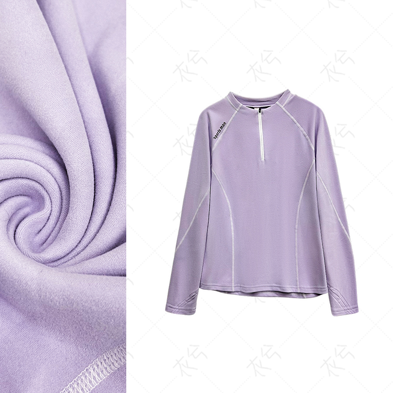 （明线软糯半拉链T恤）F006秋冬情侣款户外立领运动修身长袖T恤D